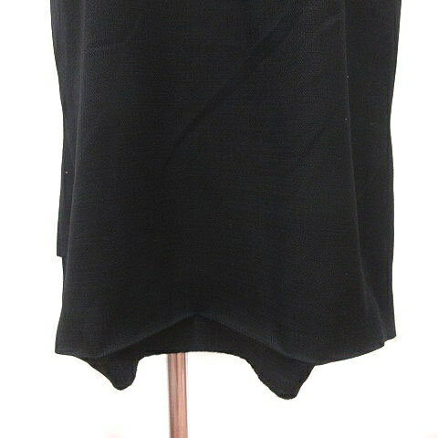 Hobemty ペンシルドレス 通勤 ノースリーブ シース ドレス 上品 シャーリング ネック レディース ブラック 2XL