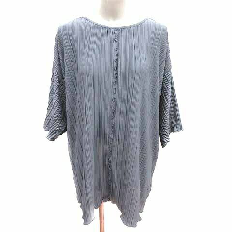 【中古】チャコクローゼット Chaco closet カットソー プリーツ 七分袖 FREE チャコールグレー /YK レディース 【ベクトル 古着】 250403