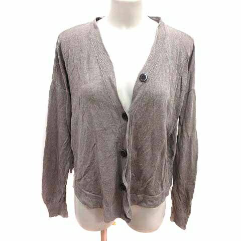 【中古】オニギリ ONIGIRI カーディガン ニット Vネック 長袖 F グレージュ /YK レディース 【ベクトル..