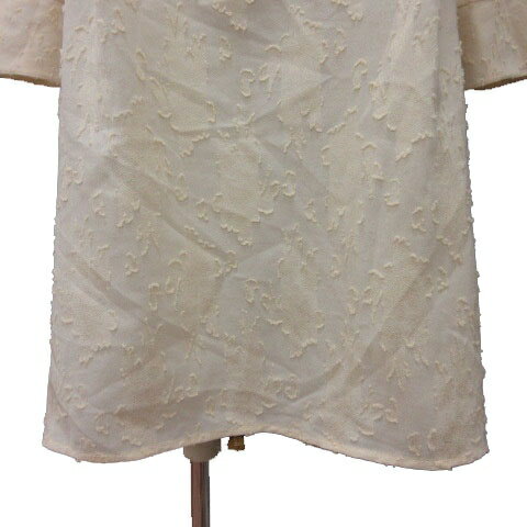 【中古】ビームスハート BEAMS HEART チュニック 総柄 バックボタン 五分袖 ライトベージュ /MS レディース 【ベクトル 古着】 250330