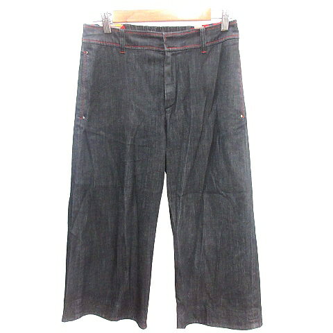 【中古】ソニアリキエル SONIA RYKIEL Collection ガウチョパンツ ワイド イージー デニム 38 M 黒 ブラック /AU レディース 【ベクトル 古着】 250407