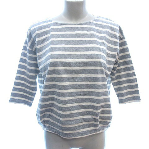【中古】アーバンリサーチ ドアーズ URBAN RESEARCH DOORS カットソー ボートネック バックリボン ボーダー 五分袖 ONE M グレー /AU レディース 【ベクトル 古着】 250403