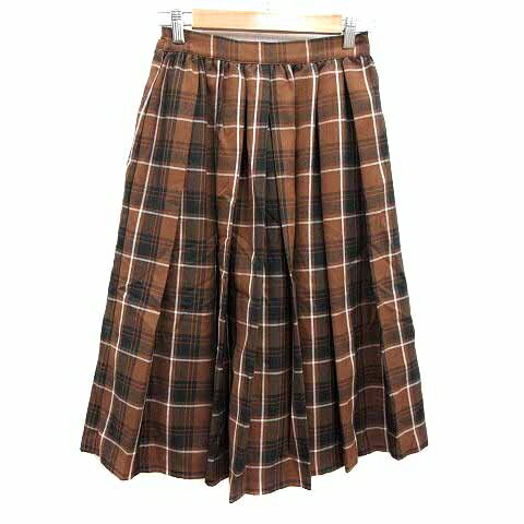 【中古】エヘカソポ サマンサモスモス ehka sopo SM2 プリーツスカート ミモレ ロング チェック M 茶 ブラウン 白 ホワイト /YK レディース 【ベクトル 古着】 250409