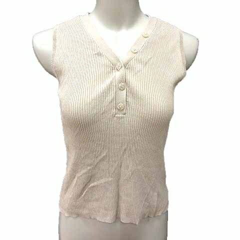 【中古】アズールバイマウジー AZUL by moussy ニット カットソー ヘンリーネック ノースリーブ S ベー..