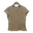 【中古】ヒロココシノ HIROKO KOSHINO カットソー Tシャツ Uネック ロゴプリント 半袖 茶 ブラウン /MN レディース 【ベクトル 古着】 250403