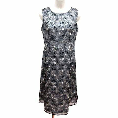 【中古】ユーバイウンガロ U by ungaro ワンピース ひざ丈 シフォン 刺しゅう 花柄 ノースリーブ 40 L 黒 ブラック /YK レディース 【ベクトル 古着】 250414 【中古】ユーバイウンガロ U by ungaro ワンピース ひざ丈 シフォン 刺しゅう 花柄 ノースリーブ 40 L 黒 ブラック /YK レディース 【ベクトル 古着】 250414