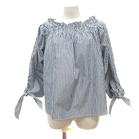 【中古】ロペピクニック ROPE Picnic ブラウス ストライプ 長袖 38 M 紺 ネイビー /MN レディース 【ベクトル 古着】 250421