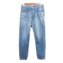 【中古】エドウィン EDWIN デニムパンツ ジーンズ テーパード カットオフ ダメージ加工 36 S 青 ブルー /MN メンズ 【ベクトル 古着】 250421(4)