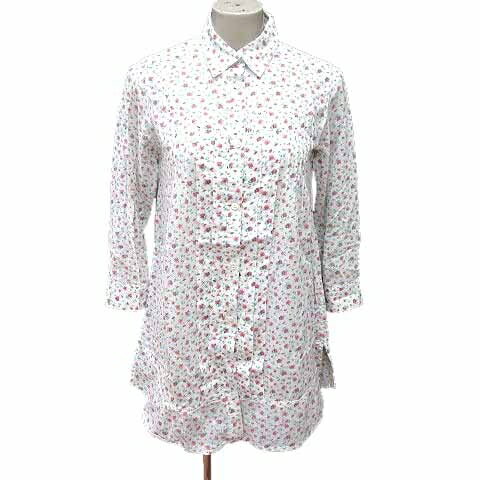 【中古】ローズバッド ROSE BUD シャツワンピース チュニック 花柄 長袖 F 白 ホワイト ●RY /YK レディース 【ベクトル 古着】 250427