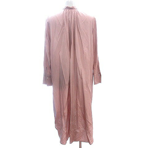 【中古】未使用品 ナノユニバース nano universe シャツワンピース ボウタイ ミモレ ロング 長袖 36 S ピンクベージュ /AU レディース 【ベクトル 古着】 250502