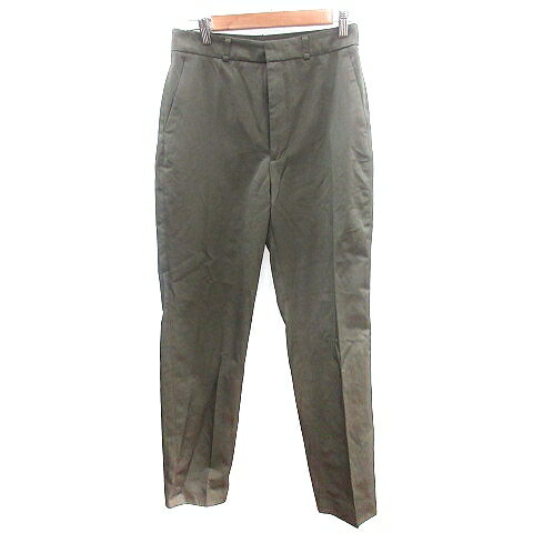 【中古】ザラ ZARA テーパードパンツ センタープレス S カーキ 緑 グリーン /AU レ...