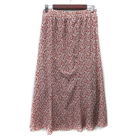 【中古】アンディコール un dix cors フレアスカート ロング マキシ 総柄 L 白 オフホワイト レンガ /Y..