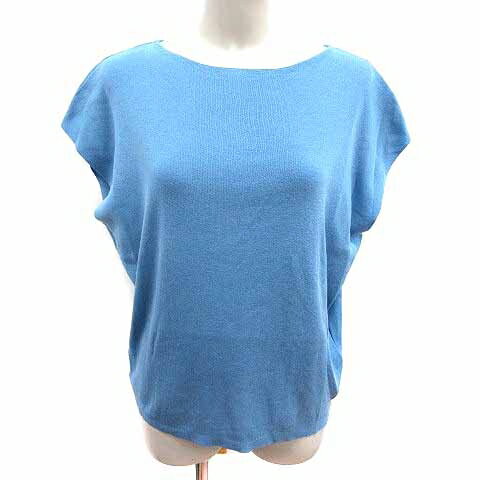 【中古】オペークドットクリップ OPAQUE.CLIP ニット カットソー フレンチスリーブ 36 S 青 ブルー /YK..