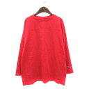 【中古】チャンピオン CHAMPION ニコアンド niko and... チュニック カットソー クルーネック オーバーサイズ 刺繍 長袖 L 赤 レッド /MS レディース 【ベクトル 古着】 250515