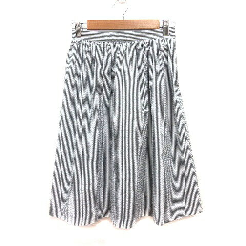 【中古】グローブ grove フレアスカート ミモレ ロング ストライプ M グレー 白 ホワイト /MS レディース 【ベクトル 古着】 250514