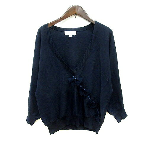 【中古】ジルスチュアート JILL STUART ニット カットソー 長袖 リボン M 紺 ネイビー /MN レディース 【ベクトル 古着】 250516 【中古】ジルスチュアート JILL STUART ニット カットソー 長袖 リボン M 紺 ネイビー /MN レディース 【ベクトル 古着】 250516