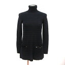 【中古】ソニア ソニアリキエル SONIA SONIA RYKIEL ニットチュニック タートルネック ウール ボーダー 長袖 32 紺 ネイビー 黒 ブラック /MS レディース 【ベクトル 古着】 250526