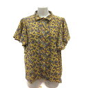 【中古】メルロー merlot シャツ 花柄 フレアスリーブ 半袖 ? イエロー 青 ブルー 白 ホワイト 赤 レッド /MS ●RY レディース 【ベクトル 古着】 250527(4)