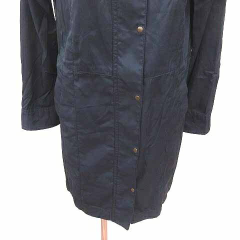 【中古】ナチュラルビューティーベーシック NATURAL BEAUTY BASIC ノーカラーコート スプリング ジップアップ M 紺 ネイビー /YK レディース 【ベクトル 古着】 250606