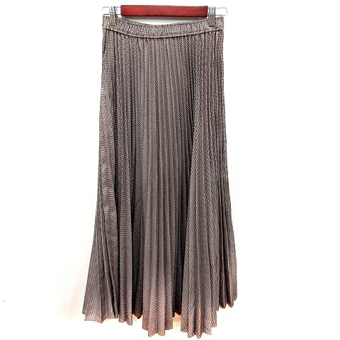 【中古】ビームスハート BEAMS HEART スカート プリーツ マキシ 総柄 茶 ブラウン /RT レディース 【ベクトル 古着】 250609