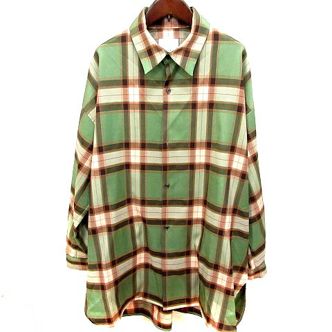 【中古】ルイス Lui's シャツ 長袖 チェック F 緑 グリーン 茶 ブラウン /RT メンズ 【ベクトル 古着】 250609