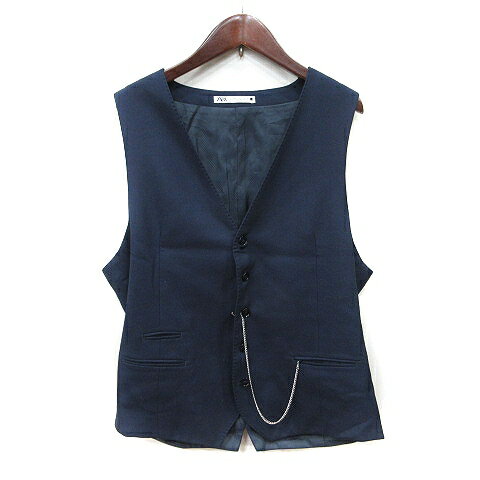 【中古】ザラ ZARA ベスト 前開き 総裏地 紺 ネイビー /YI メンズ 【ベクトル 古着】 250610 【中古】ザラ ZARA ベスト 前開き 総裏地 紺 ネイビー /YI メンズ 【ベクトル 古着】 250610