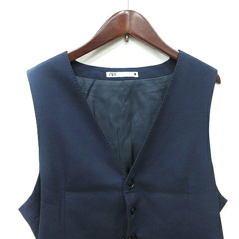 【中古】ザラ ZARA ベスト 前開き 総裏地 紺 ネイビー /YI メンズ 【ベクトル 古着】 250610