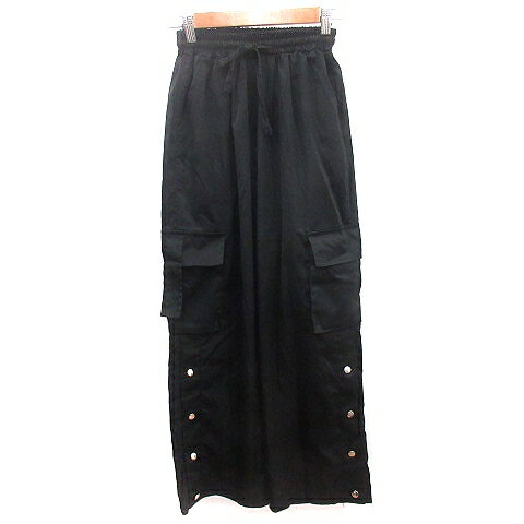 【中古】アンカー スミス Anchor Smith カーゴパンツ ワイド イージー L 黒 ブラック /AU レディース ..