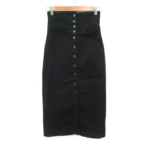 【中古】プラージュ Plage タイトスカート ロング デニム ボタンフライ 34 黒 ブラック /MS レディース 【ベクトル 古着】 250609