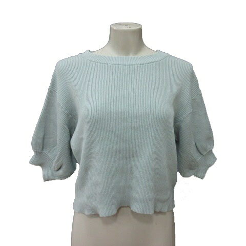 【中古】アルシーヴ archives ニット カットソー リブ 五分袖 M 緑 ペールグリーン /MS レディース 【..