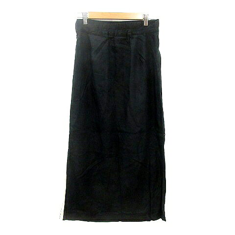 【中古】アウィーエフ AuieF タイトスカート マキシ ロング 麻混 リネン混 38 M 黒 ブラック /MN レディース 【ベクトル 古着】 250617