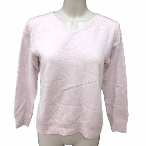 【中古】イネド INED de base ニット セーター Vネック 長袖 ウール 9 M ピンク /YK レディース 【ベク..