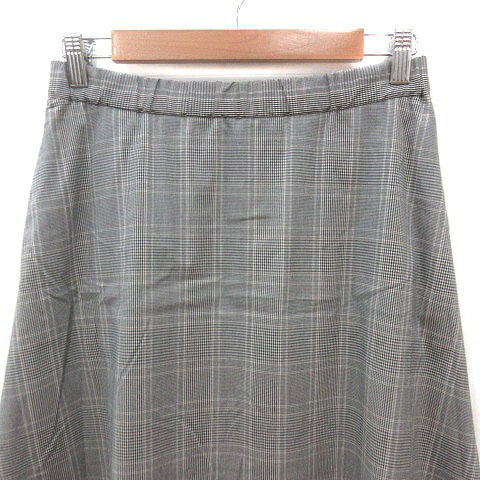 【中古】ピノーレ PINORE フレアスカート ロング グレンチェック 38 黒 ブラック 白 ホワイト 茶 ブラウン /MS レディース 【ベクトル 古着】 250616