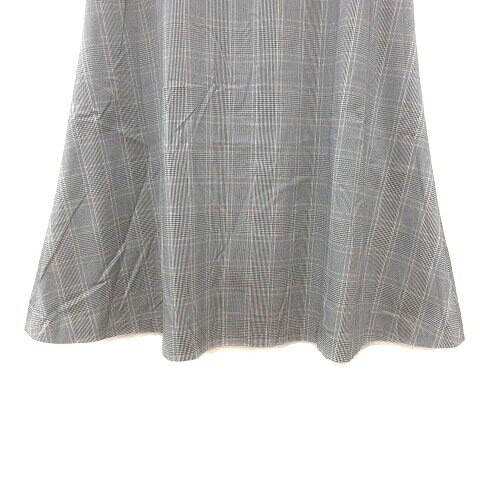 【中古】ピノーレ PINORE フレアスカート ロング グレンチェック 38 黒 ブラック 白 ホワイト 茶 ブラウン /MS レディース 【ベクトル 古着】 250616