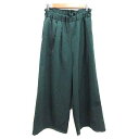 【中古】ナイスクラップ NICE CLAUP continuer de NICE CLAUP ワイドパンツ 深緑 ダークグリーン /YK レディース 【ベクトル 古着】 250616