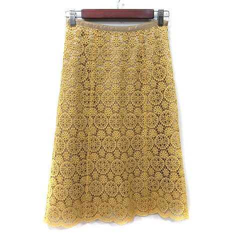 【中古】ニューヨーカー NEWYORKER タイトスカート ミモレ ロング 総レース 7 S 黄色 イエロー /YI レディース 【ベクトル 古着】 250616
