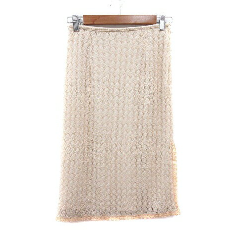 【中古】アトリエサブ ATELIER SAB フレアスカート ミモレ ロング ニット 9 M ライトベージュ /MN ●RY レディース 【ベクトル 古着】 250702