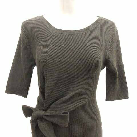 【中古】スナイデル SNIDEL ワンピース ロング ニット ウエストマーク 五分袖 F 緑 カーキ /YK レディース 【ベクトル 古着】 250703