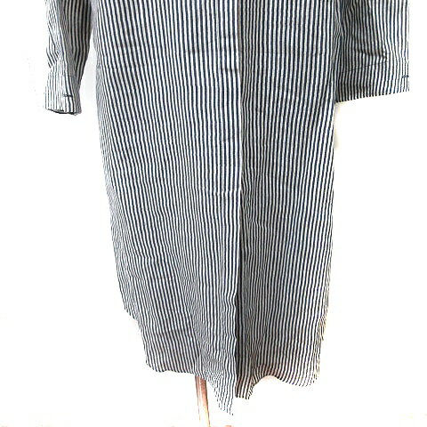 【中古】ミルコベルトラ MIRKO BERTOLA シャツワンピース ロング マキシ ストライプ 長袖 黒 ブラック /YI レディース 【ベクトル 古着】 250710