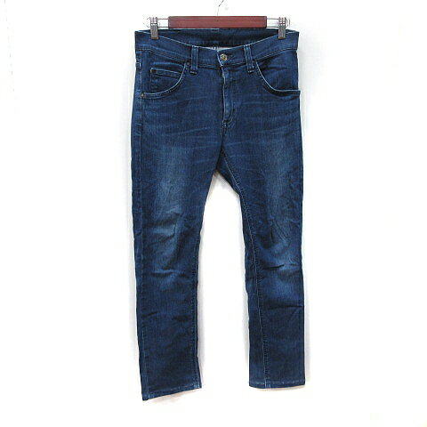 【中古】リー LEE スキニーパンツ デニム ジーンズ ダメージ加工 S 紺 ネイビー /YI レディース 【ベクトル 古着】 250711