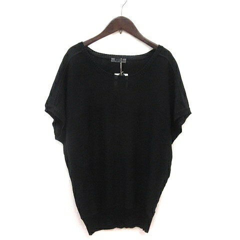 【中古】未使用品 ルスーク Le souk ニットチュニック 半袖 38 黒 ブラック /MS レディース 【ベクトル 古着】 250709