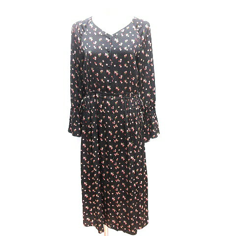 【中古】ブルーレーベルクレストブリッジ BLUE LABEL CRESTBRIDGE シャツワンピース ロング ノーカラー 花柄 ドット キャンディスリーブ 長袖 38 M 黒 ブラック /AU レディース 【ベクトル 古着】 250711 【中古】ブルーレーベルクレストブリッジ BLUE LABEL CRESTBRIDGE シャツワンピース ロング ノーカラー 花柄 ドット キャンディスリーブ 長袖 38 M 黒 ブラック /AU レディース 【ベクトル 古着】 250711