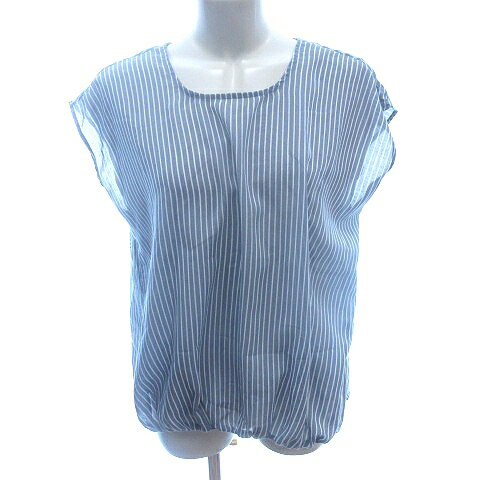 【中古】B&Y ユナイテッドアローズ BEAUTY&YOUTH ビューティー&ユース シャツ ブラウス ストライプ フレンチスリーブ 青 ブルー /AU レディース 【ベクトル 古着】 250710