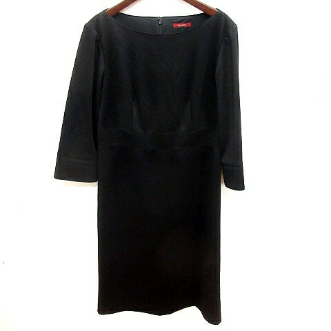 【中古】アマカ AMACA ワンピース Aライン ひざ丈 長袖 40 黒 ブラック /RT レディース 【ベクトル 古着】 250716