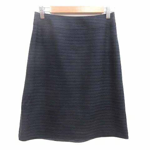 【中古】ボンサンス BonSens 台形スカート ひざ丈 ボーダー 38 M 紺 ネイビー /YK レディース 【ベクトル 古着】 250715