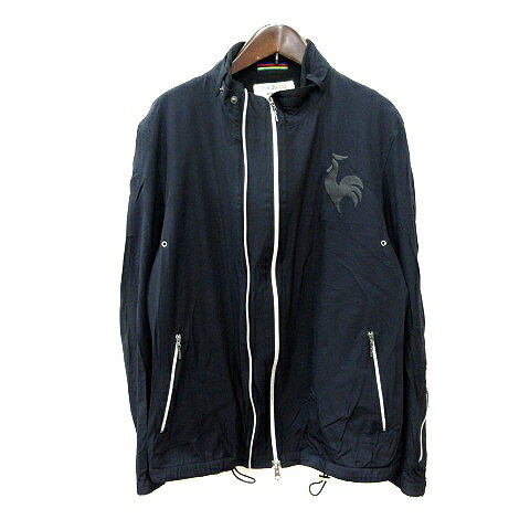 【中古】ルコックスポルティフ le coq sportif pour EDIFICE ジャケット ブルゾン 総裏地 裏起毛 ロゴ刺繍 48 M 黒 ブラック /MN メンズ 【ベクトル 古着】 250722
