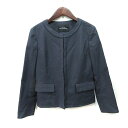 【中古】B&Y ユナイテッドアローズ BEAUTY&YOUTH ビューティー&ユース ノーカラージャケット 総裏地 麻混 リネン混 38 M 紺 ネイビー /YI レディース 【ベクトル 古着】 250729(4)