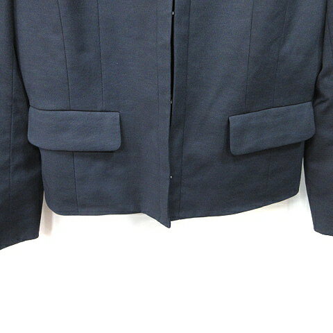 【中古】B&Y ユナイテッドアローズ BEAUTY&YOUTH ビューティー&ユース ノーカラージャケット 総裏地 麻混 リネン混 38 M 紺 ネイビー /YI レディース 【ベクトル 古着】 250729