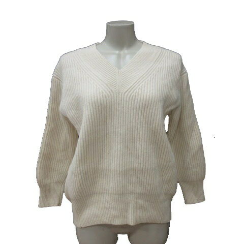 【中古】ユナイテッドアローズ UNITED ARROWS ニット セーター Vネック ウール 長袖 白 アイボリー /MS..