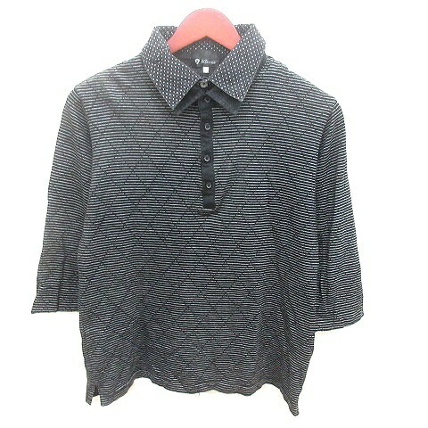 【中古】タケオキクチ ミクスパイス TK MIXPICE ポロシャツ 長袖 総柄 L 黒 ブラック /RT メンズ 【ベ..